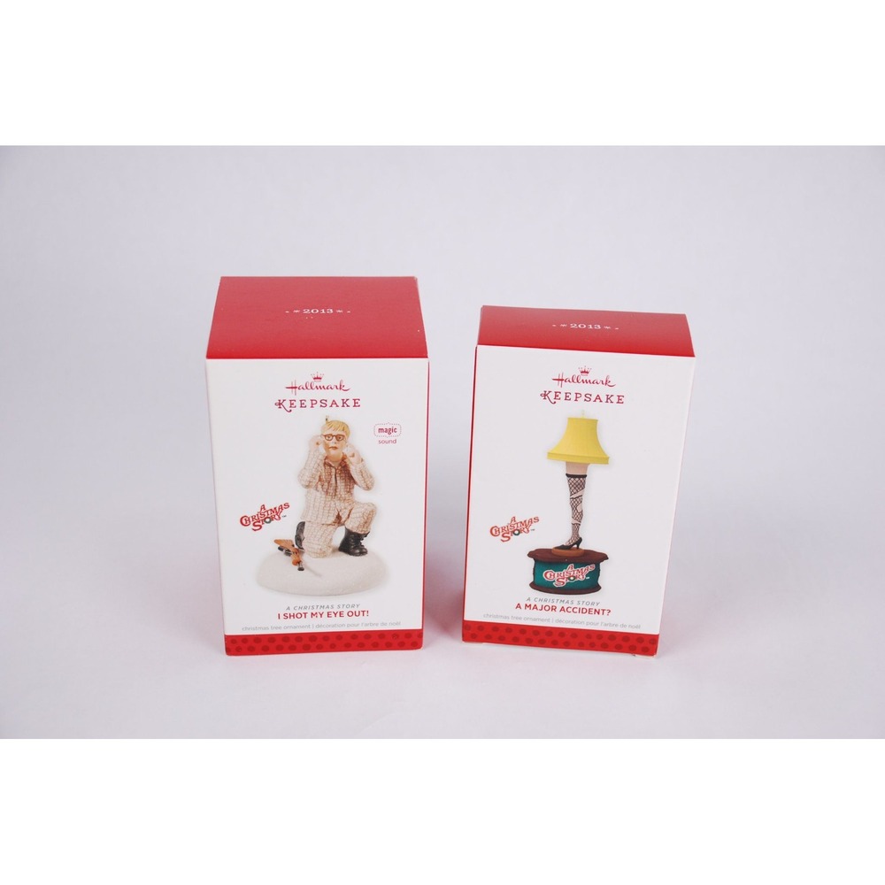 Hallmark Keepsake A Christmas Story 2013 Ornament Set Magic Sound Leg Lamp New